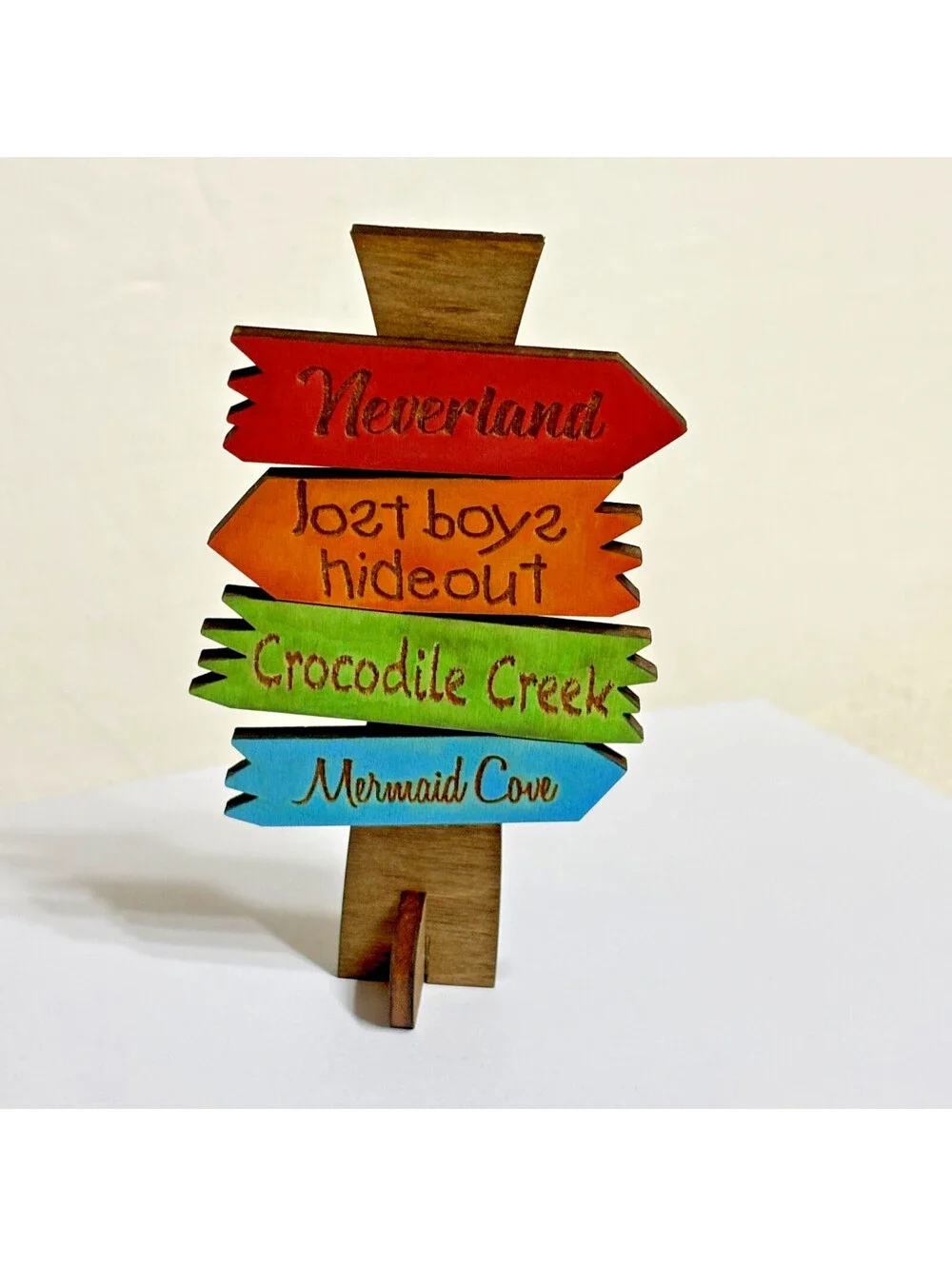 lot of 6 Pcs Peter Pan Tiered Tray Decor Set Wooden Signs - hand painted OOAK